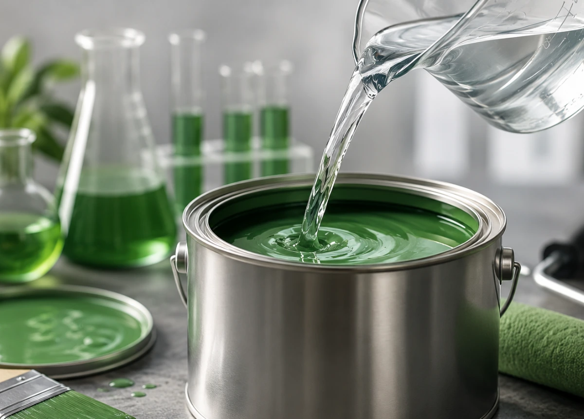 Pintura verde a base de agua.